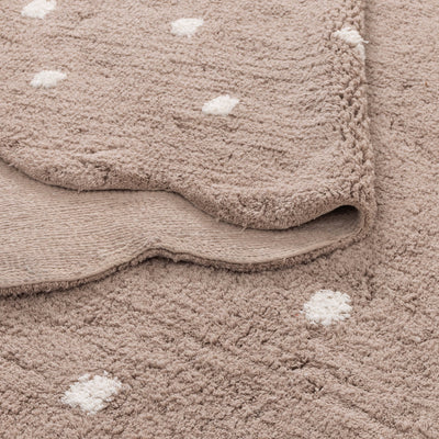 Mellow Scalloped Mushroom Beige Organic Cotton Round Rug