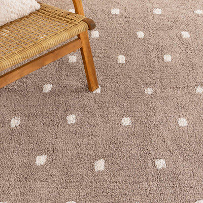 Mellow Scalloped Mushroom Beige Organic Cotton Round Rug