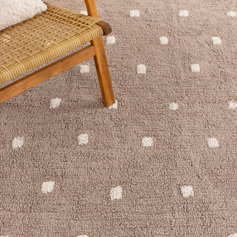 Mellow Scalloped Mushroom Beige Organic Cotton Rug