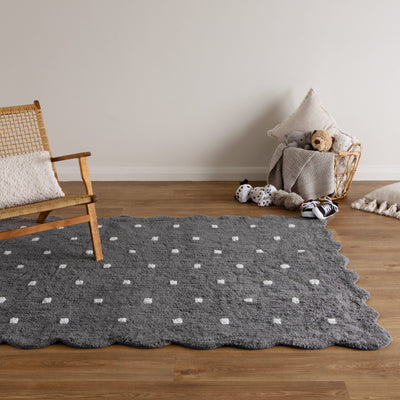 Mellow Scalloped Grey Organic Cotton Rug, Rugs Online Rugs Sydney Australia, www.rugsonlinerugs.com.au