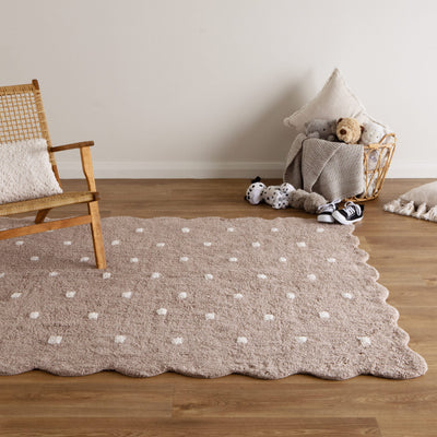 Mellow Scalloped Mushroom Beige Organic Cotton Rug, Rugs Online Rugs Sydney Australia, www.rugsonlinerugs.com.au