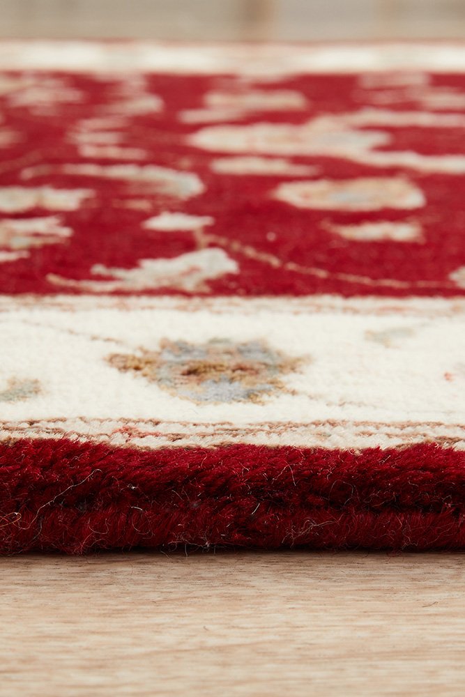 Tabriz Handmade Indo Garden Wool With Silk Red Runner Rug 492X85CM
