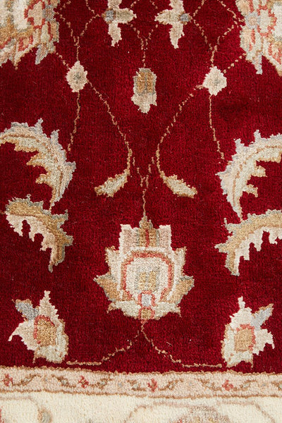 Tabriz Handmade Indo Garden Wool With Silk Red Runner Rug 492X85CM