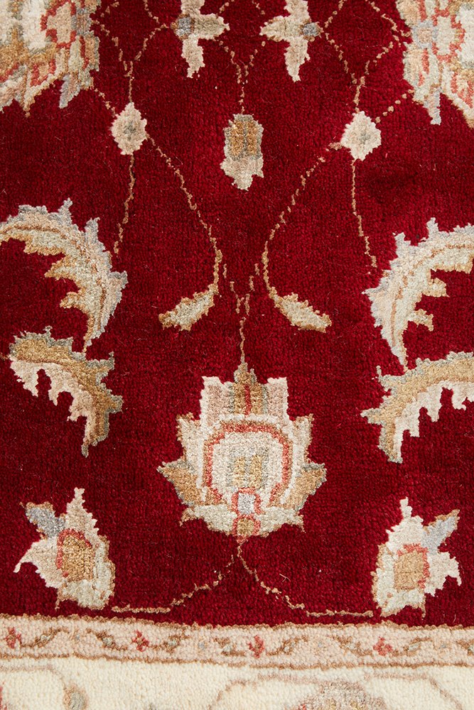 Tabriz Handmade Indo Garden Wool With Silk Red Runner Rug 492X85CM