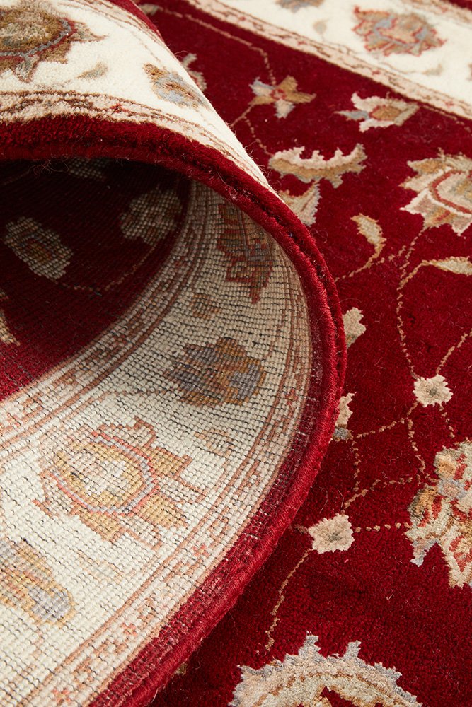 Tabriz Handmade Indo Garden Wool With Silk Red Runner Rug 492X85CM