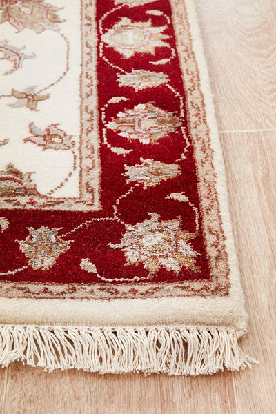 Tabriz Handmade Indo Garden Wool With Silk Runner Rug 487X85CM
