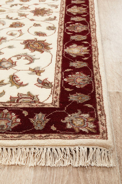 Tabriz Handmade Indo Garden Wool With Silk Red Runner Rug 300X80CM