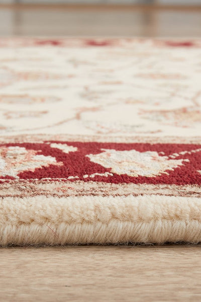 Tabriz Handmade Indo Garden Wool With Silk Red Runner Rug 300X80CM