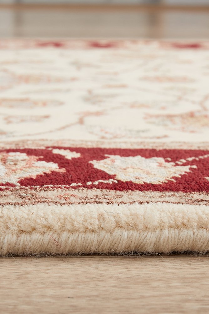 Tabriz Handmade Indo Garden Wool With Silk Red Runner Rug 300X80CM