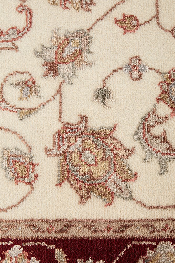 Tabriz Handmade Indo Garden Wool With Silk Red Runner Rug 300X80CM