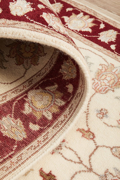 Tabriz Handmade Indo Garden Wool With Silk Red Runner Rug 300X80CM