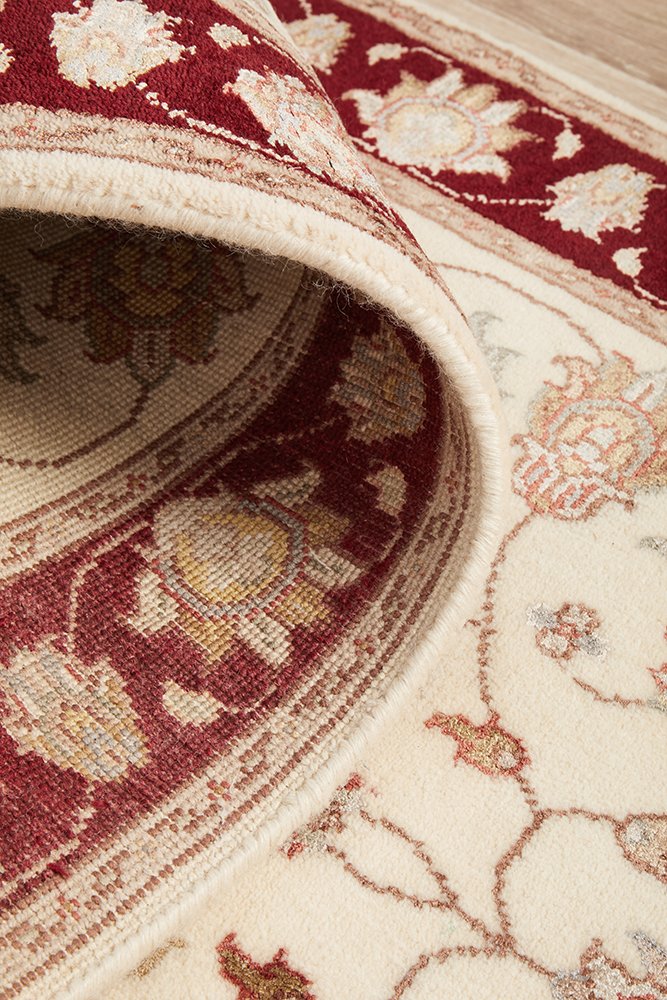 Tabriz Handmade Indo Garden Wool With Silk Red Runner Rug 300X80CM