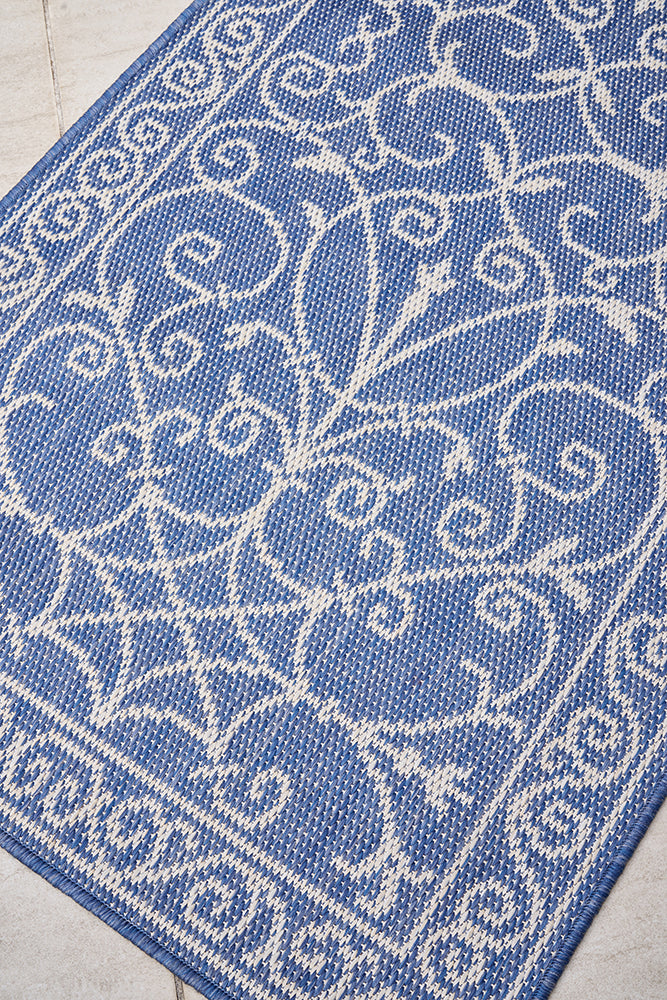 Florida Outdoor Indoor Romy Blue Runner Rug