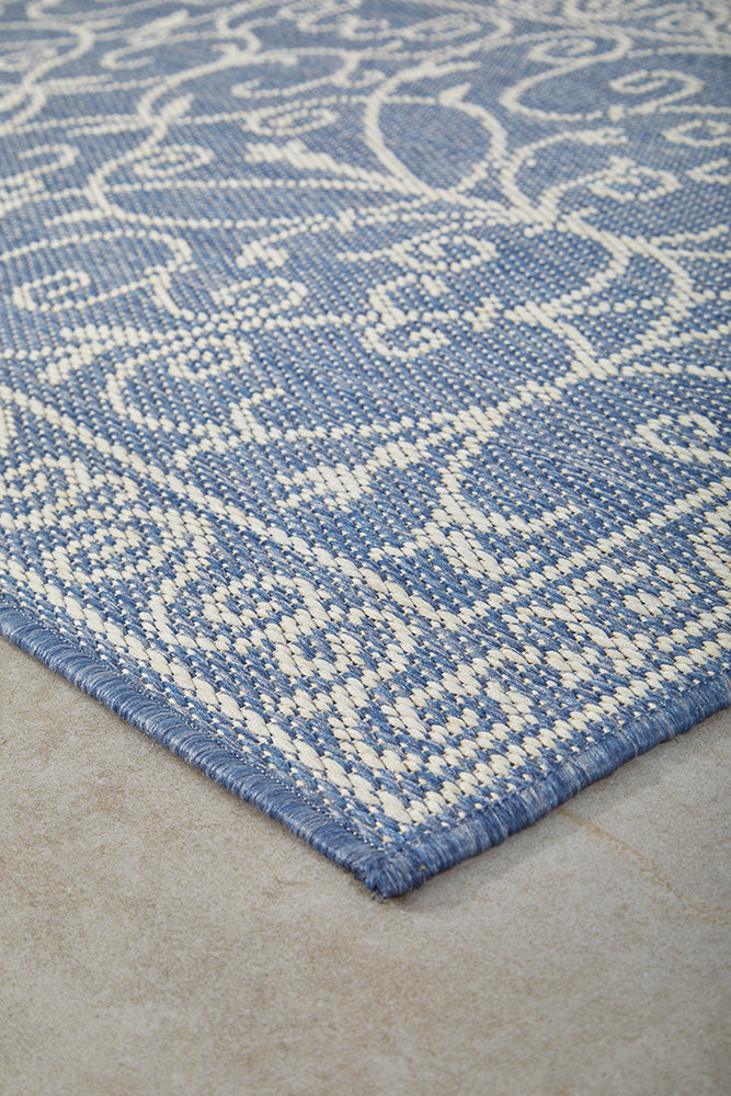 Florida Outdoor Indoor Romy Blue Runner Rug