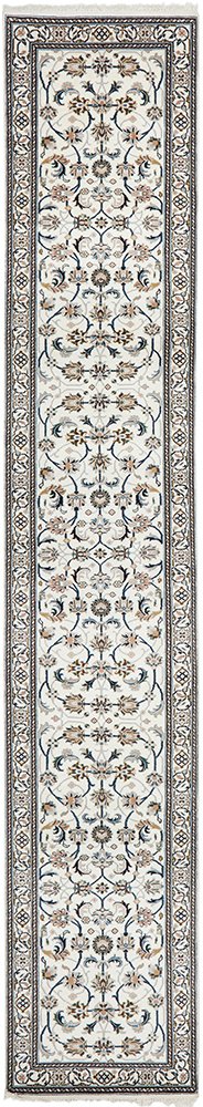 Nain Handmade Garden All Over Indo Cream Wool Runner Rug 501X80CM ...