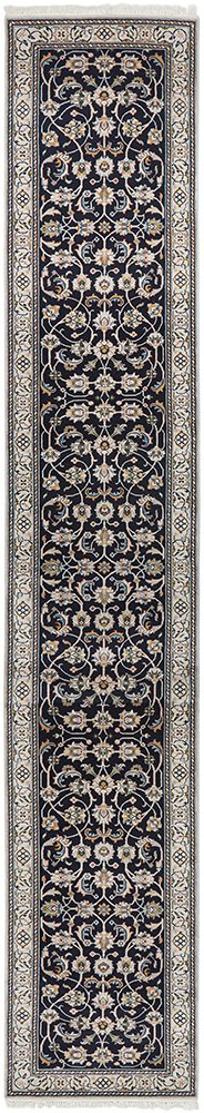 Nain Handmade Garden All Over Indo Navy Wool Runner Rug 501X77CM, Rugs Online Rugs Sydney Australia, www.rugsonlinerugs.com.au 