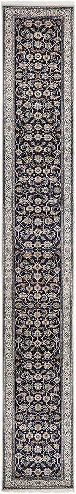 Nain Handmade Garden All Over Indo Navy Wool Runner Rug 596X77CM, Rugs Online Rugs Sydney Australia, www.rugsonlinerugs.com.au