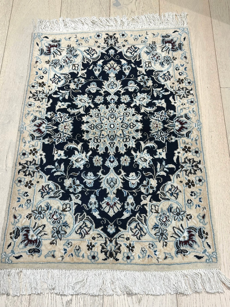 Naine Indo Medallion Garden Navy Wool Rug (STK122-22) 93X60cm, Rugs Online Rugs Sydney Australia, www.rugsonlinerugs.com.au