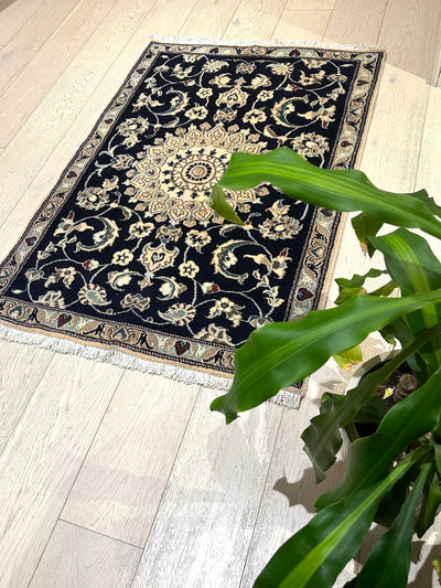 Naine Indo Medallion Garden Navy Wool Rug (STK190-71) 128x90cm, Rugs Online Rugs Sydney Australia, www.rugsonlinerugs.com.au