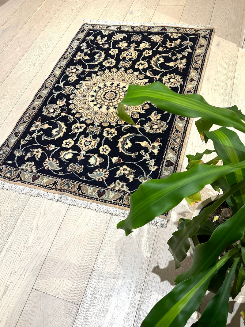 Naine Indo Medallion Garden Navy Wool Rug (STK190-71) 128x90cm, Rugs Online Rugs Sydney Australia, www.rugsonlinerugs.com.au