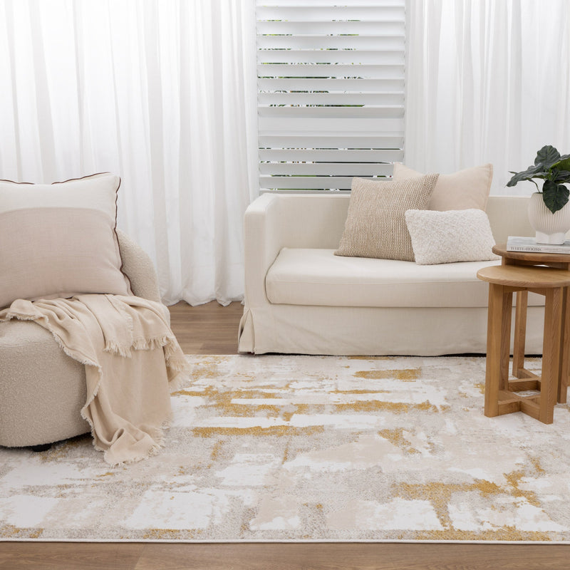 Nirvana Abstract Cosy Gold Rug, Rugs Online Rugs Sydney Australia, www.rugsonlinerugs.com.au