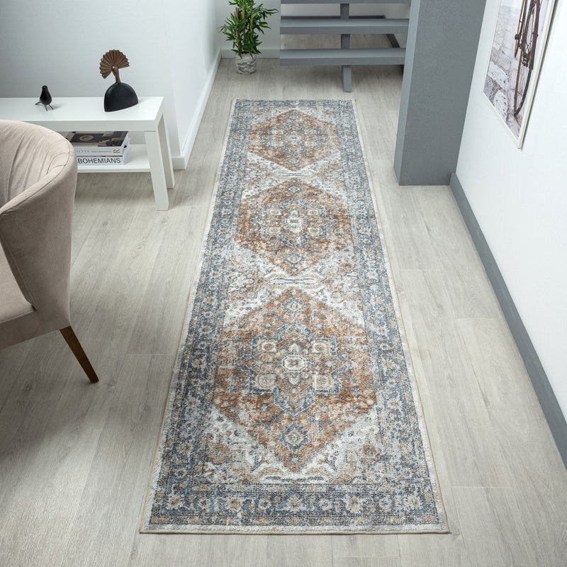 Norman Aqua Rust Runner Rug – Rugs Online Rugs
