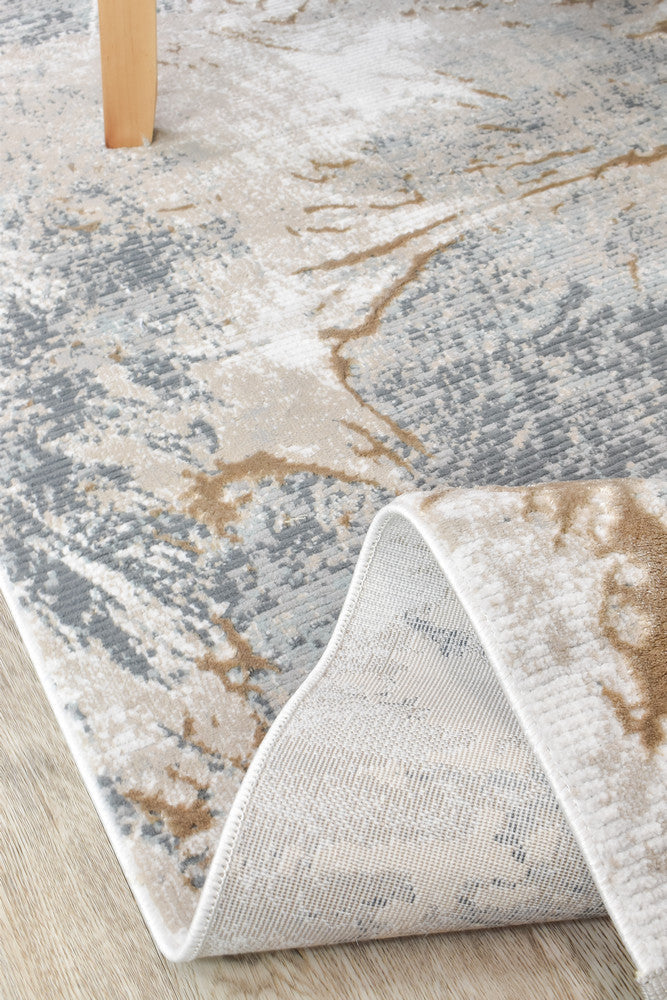 Rocco Bardia Grey Beige Runner Rug