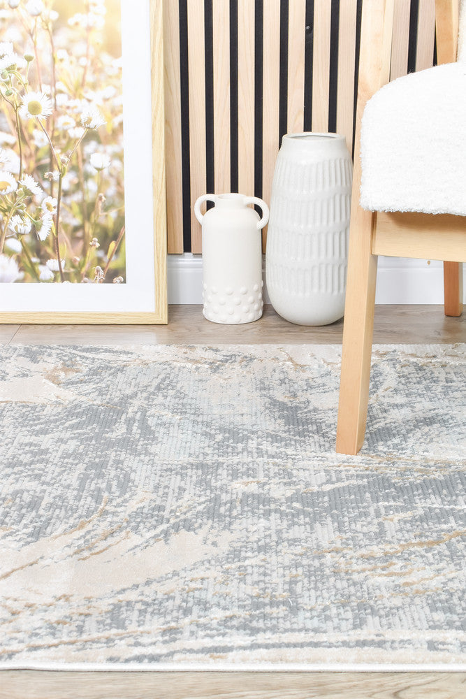 Rocco Bardia Grey Beige Runner Rug