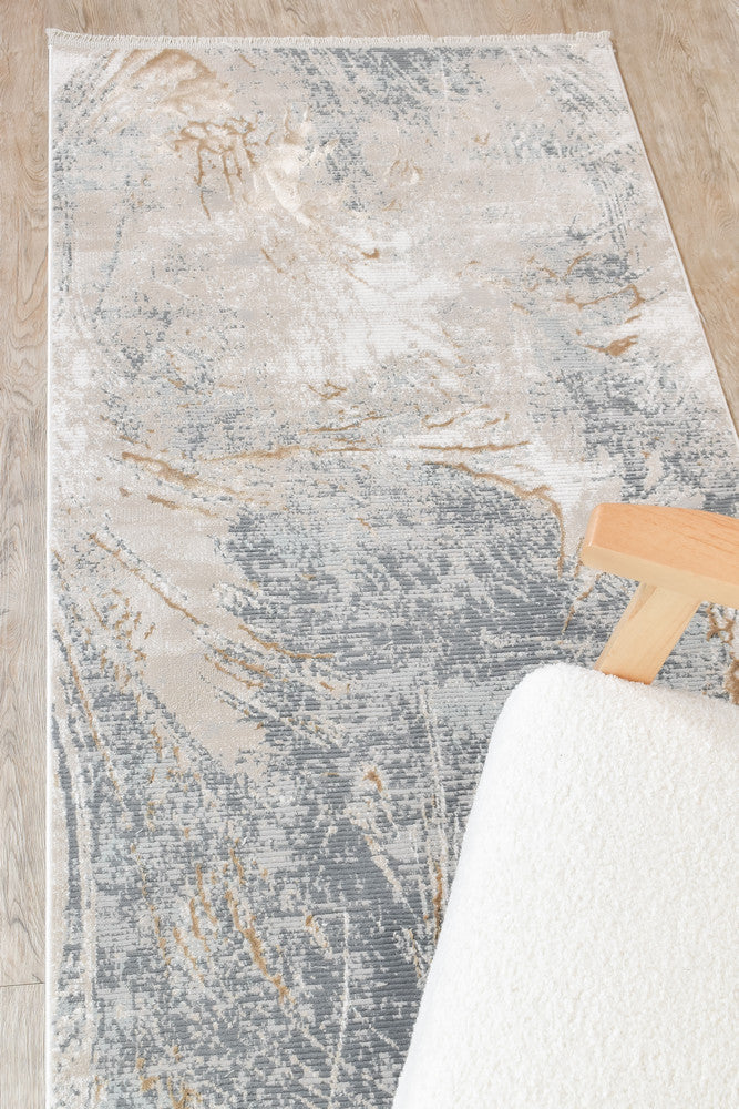 Rocco Bardia Grey Beige Runner Rug