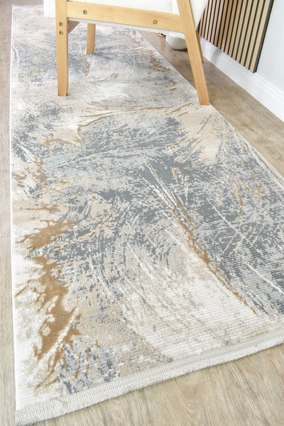 Rocco Bardia Grey Beige Runner Rug