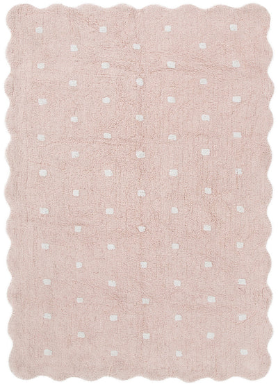 Mellow Scalloped Blush Pink Organic Cotton Rug