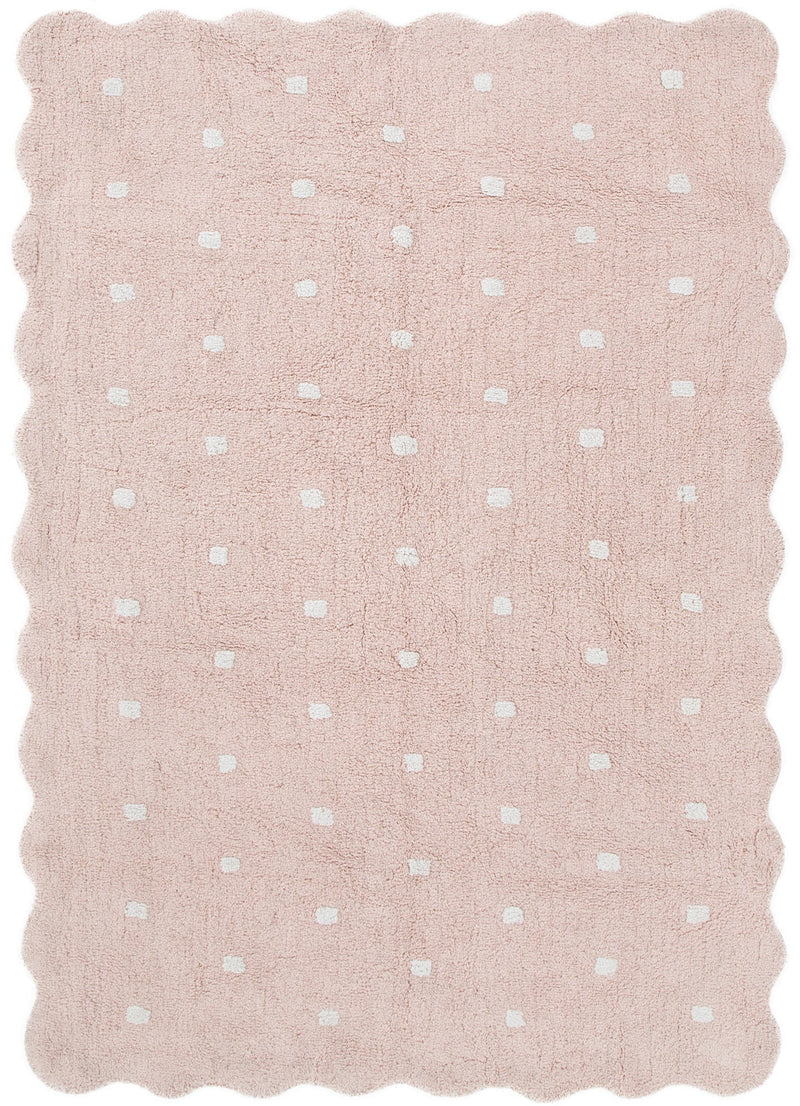 Mellow Scalloped Blush Pink Organic Cotton Rug