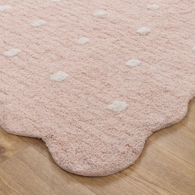 Mellow Scalloped Blush Pink Organic Cotton Rug