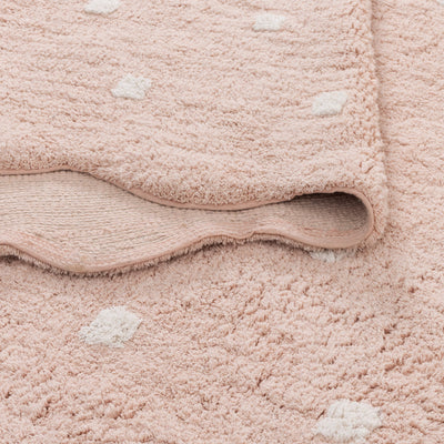 Mellow Scalloped Blush Pink Organic Cotton Round Rug