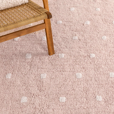 Mellow Scalloped Blush Pink Organic Cotton Rug