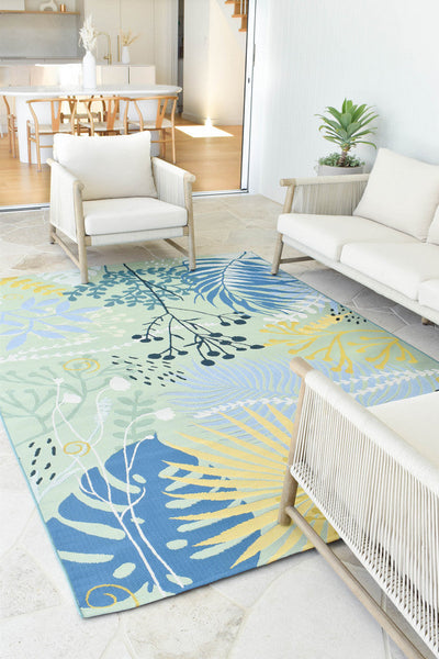 Yard Outdoor Indoor Deep Blue Designer Rug