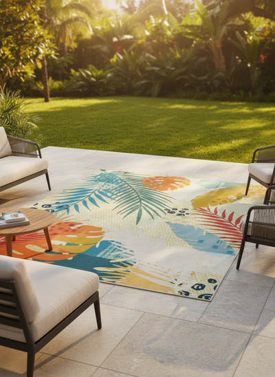 Yard Outdoor Indoor Sunset Designer Rug