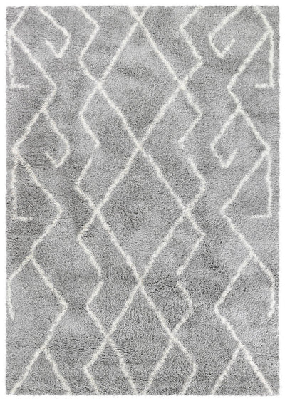 Noor Tribal Shaggy Rug 0A432A Cream Grey Rug