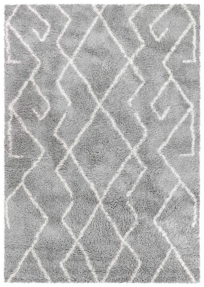 Noor Tribal Shaggy Rug 0A432A Cream Grey Rug