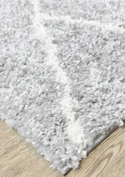 Noor Tribal Shaggy Rug Cream Grey Rug