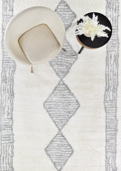 Noor Sahara Shaggy Cream Grey Rug