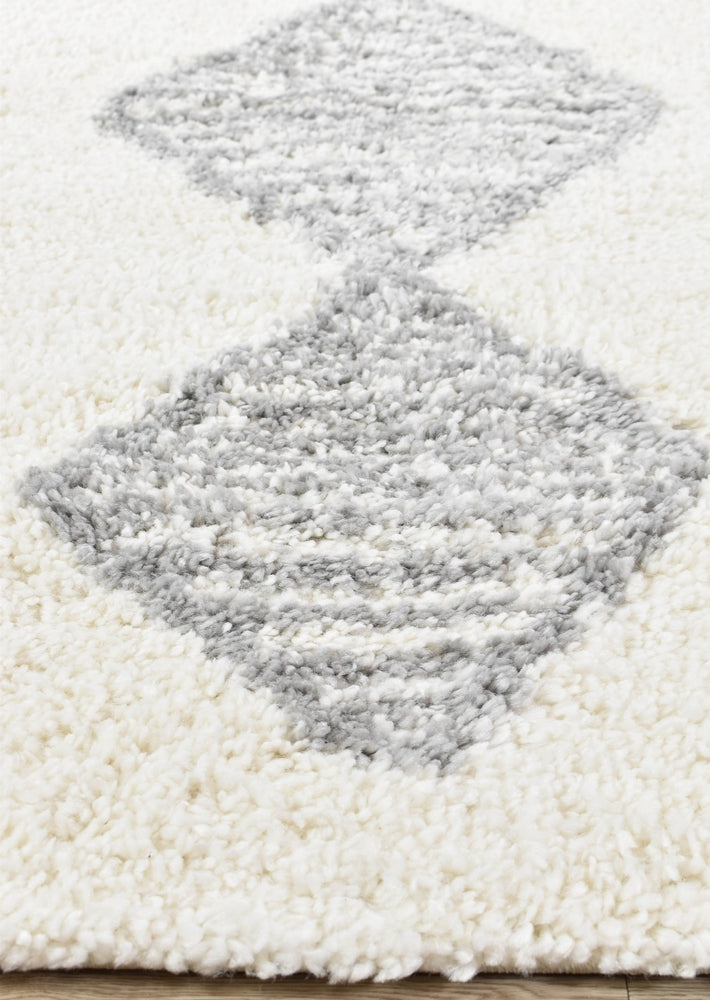 Noor Sahara Shaggy Cream Grey Rug