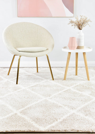 Noor Diamond Shaggy Cream Beige Rug