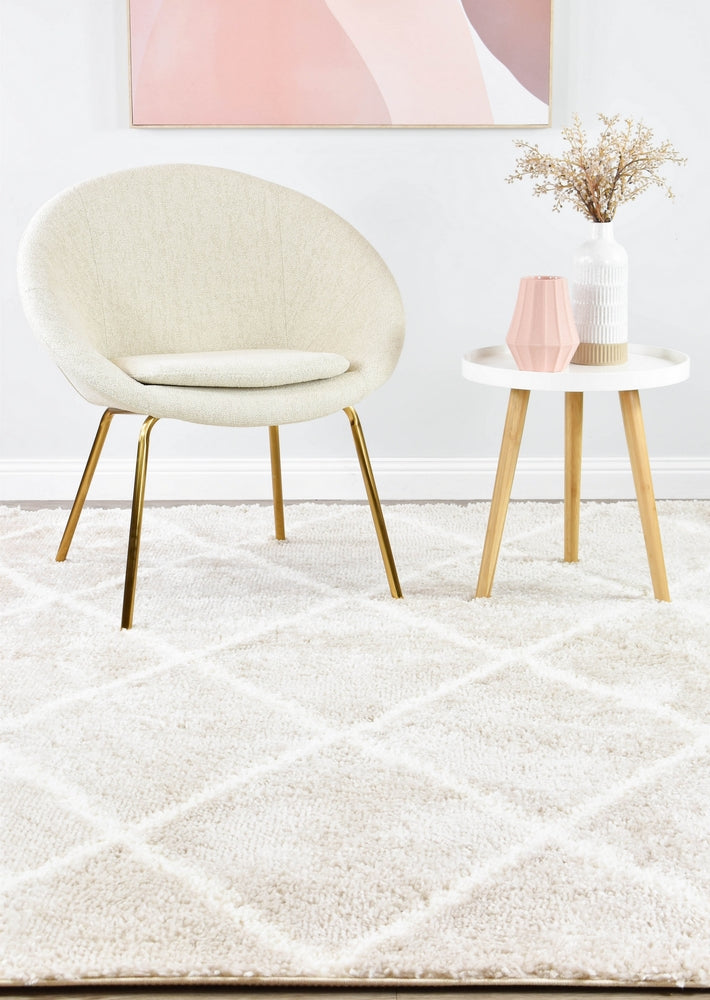 Noor Diamond Shaggy Cream Beige Rug