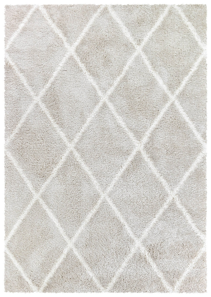 Noor Diamond Shaggy Cream Beige Rug