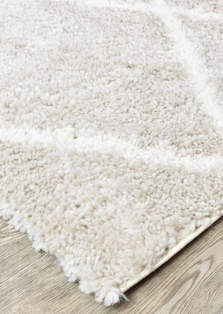 Noor Diamond Shaggy Cream Beige Rug