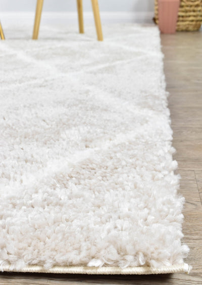 Noor Diamond Shaggy Cream Beige Rug