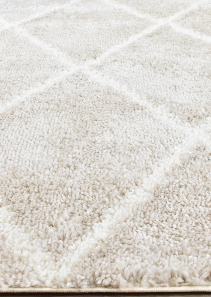 Noor Diamond Shaggy Cream Beige Rug