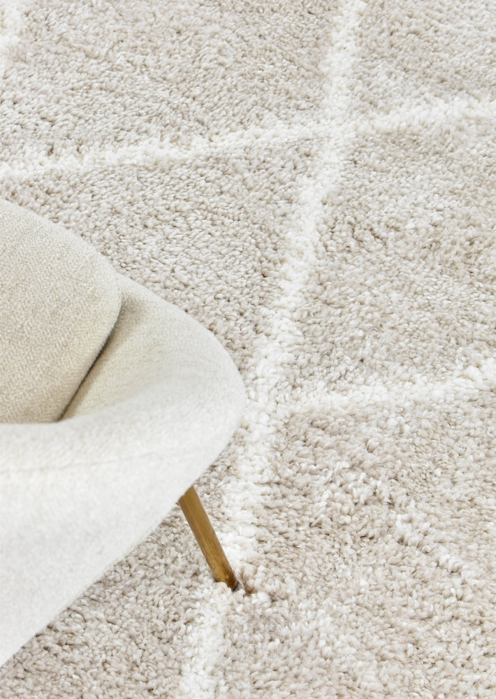 Noor Diamond Shaggy Cream Beige Rug