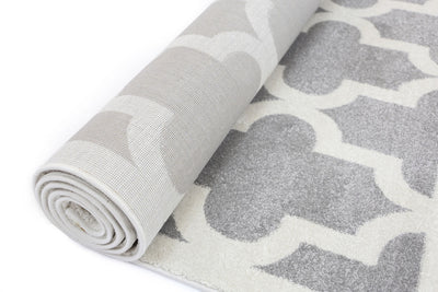 Piccolo Light Grey and White Lattice Pattern Kids Rug